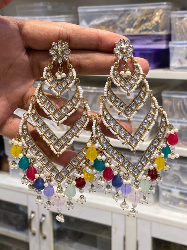 LONG KUNDAN EARINGS - Image 7