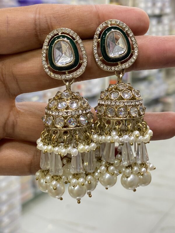 crystal uncut jhumka