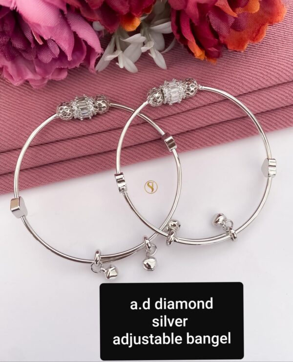 Ad Diamond Silver Adjustable Bangle