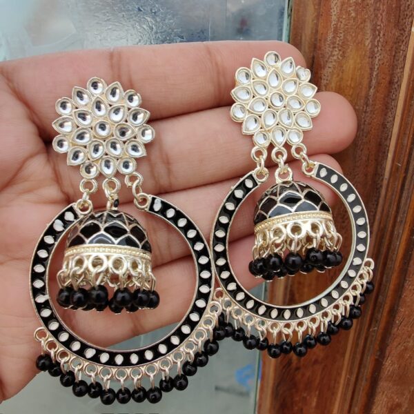 Big Size Jhumkie Attached Earrings