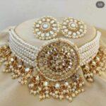 white kundan choker set