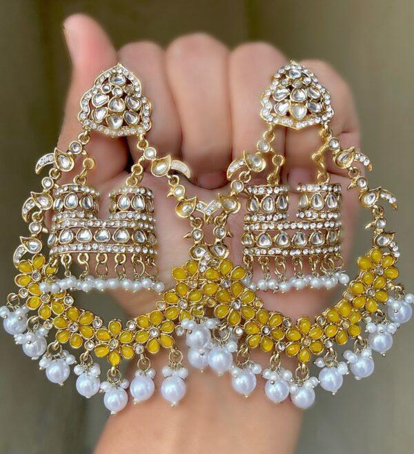 Kundan Mehndi Polish Earrings