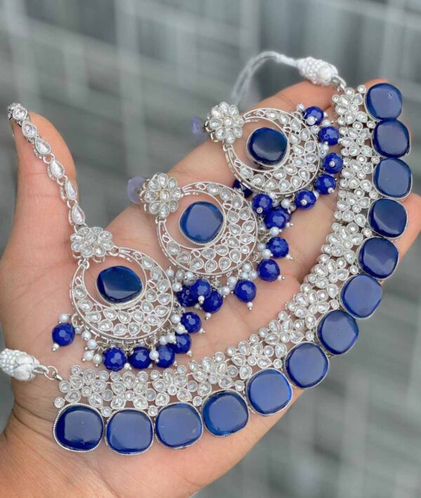 Monalisa Stone Work Reverse Diamond Choker Set