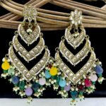 Mehndi polish kundan earrings