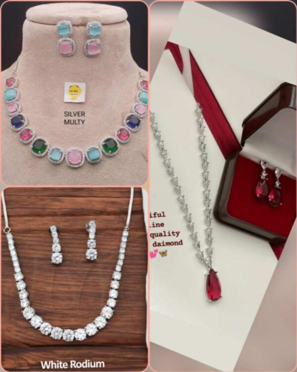 American diamond neckline combo