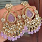 Mehndi polish kundan earrings