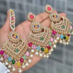 Pakistani work reverse ad stones earings