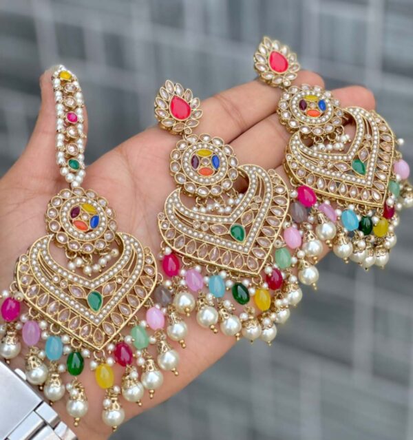 Pakistani work reverse ad stones earings