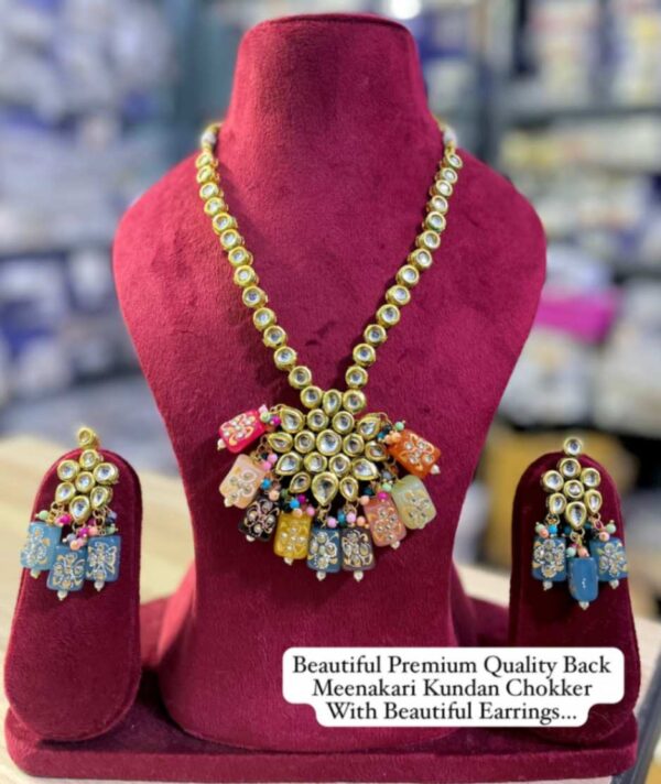 Meenakari kundan chokker necklace,earrings