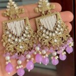 Mehndi polish Kundan earrings