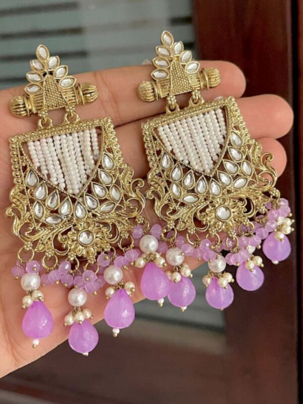 Mehndi polish Kundan earrings