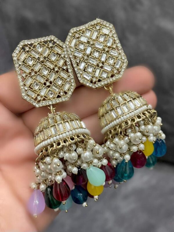 Kundan earrings Mehndi polish