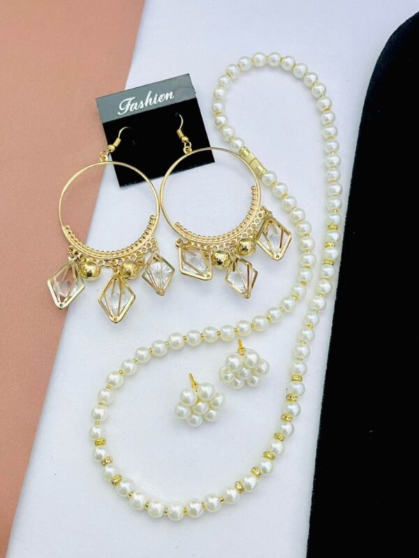 Pearl Mala with 2 pairs tops combo