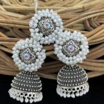 Silver polish jhumka and tikka
