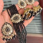 Mirror chokker with jhumka,tikka
