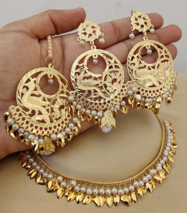 Punjabi Gold plated  necklace earrings,tikka