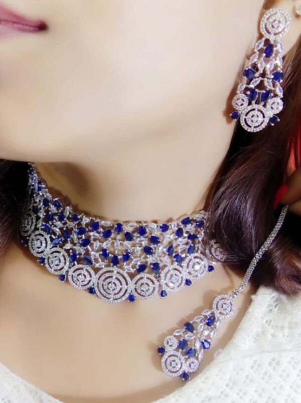 Diamond choker necklace with earings tikka