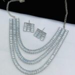 Beautiful American diamond triple layer neckline with tops