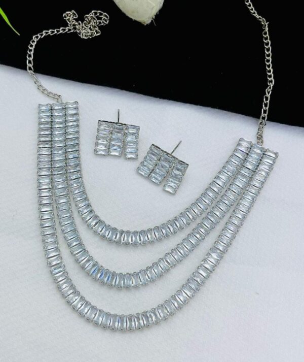 Beautiful American diamond triple layer neckline with tops