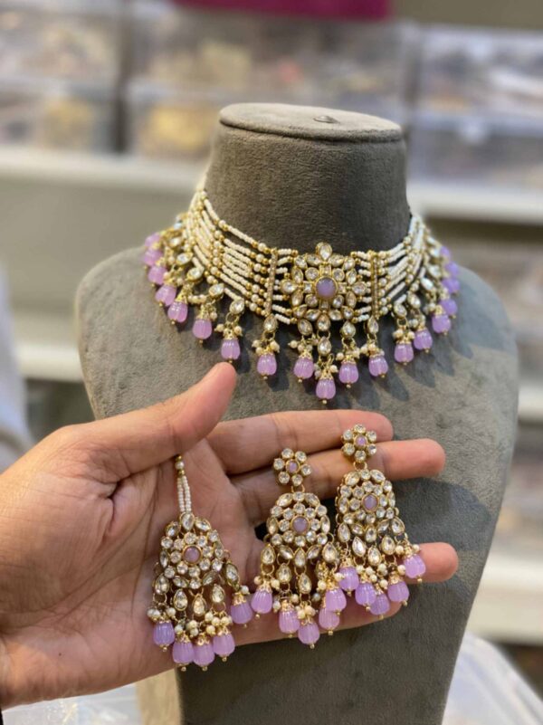 Beautiful 7 line pearl kundan set