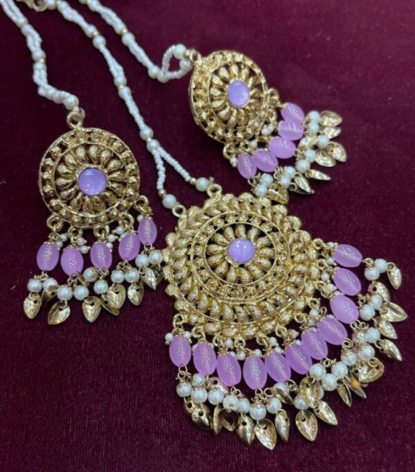 Punjabi gold plated earrings with big size tikka