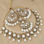 Mirror necklace big earrings ,big size tikka combo
