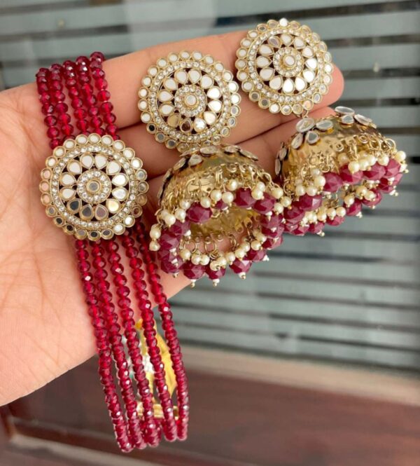Onex Bead Mala Chokker with Jhumka set