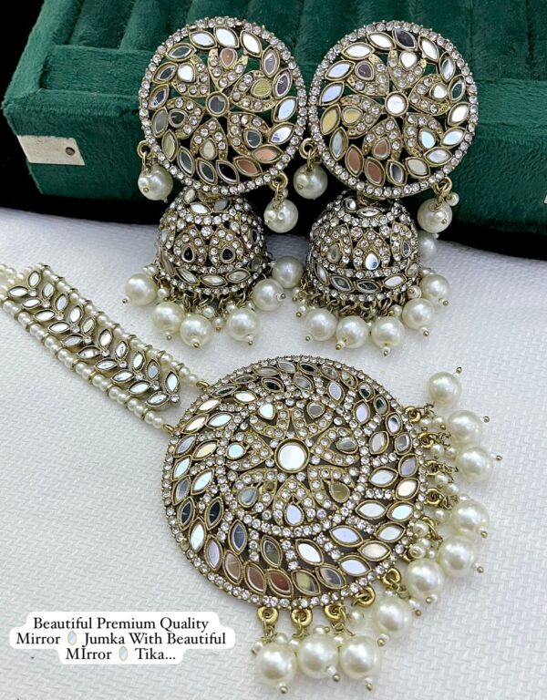 Beautiful Premium Quality Mirror 🪞 Jumka With Big Size Tika….