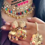 Beautiful combo Neckline with tikka set Premium quality Gold plated