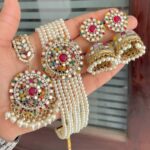 Beautiful Pearl Work Mirror🪞Chokker With Jumkie And Tika…. combo