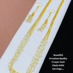 Beautiful  Premium Quality 5 Layer moti Chain With Earrings….