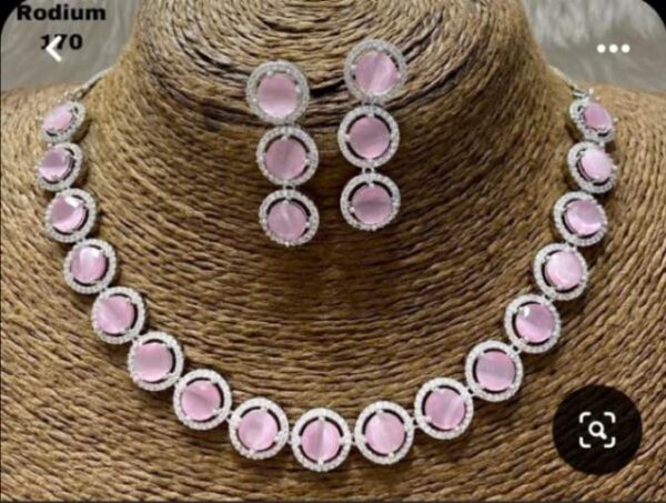 Beautiful neckline Premium quality American diamonds set