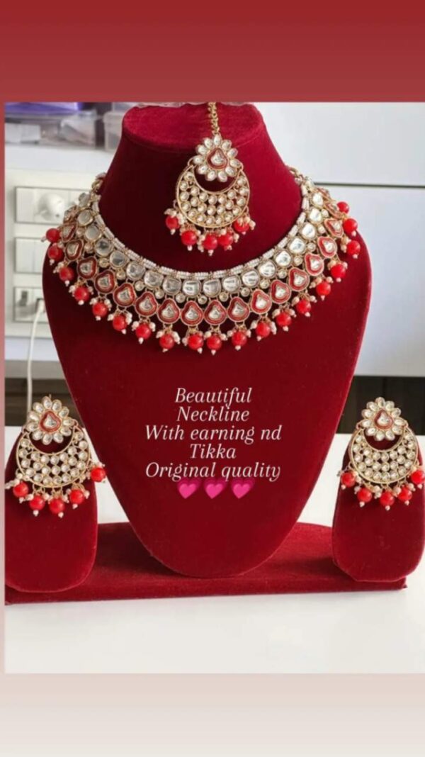 Beautiful choker necklace, earrings tikka set