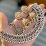 Beautiful Reverse Ad Stone Chokker With Beautiful Jhumkie And Tika All Colours Ready set.