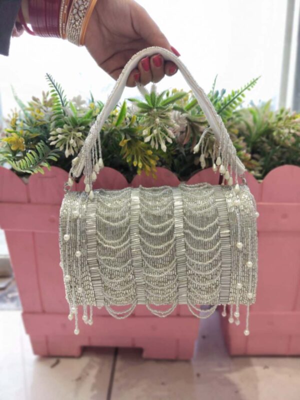 Stylish Look Pearl Flap Bags With Pearl Handle