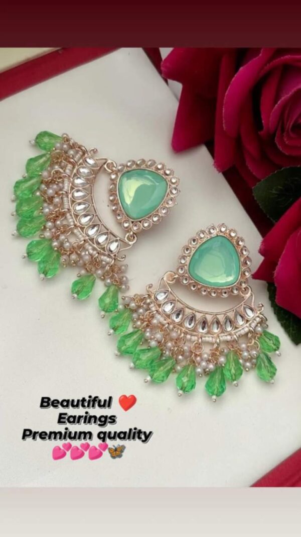 chand kundan earrings set