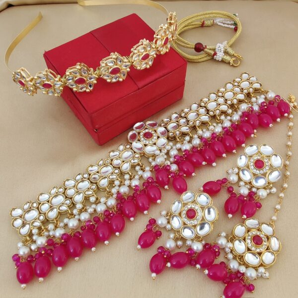 Choker Necklace With Earings Tika And Trending Hairband Combo