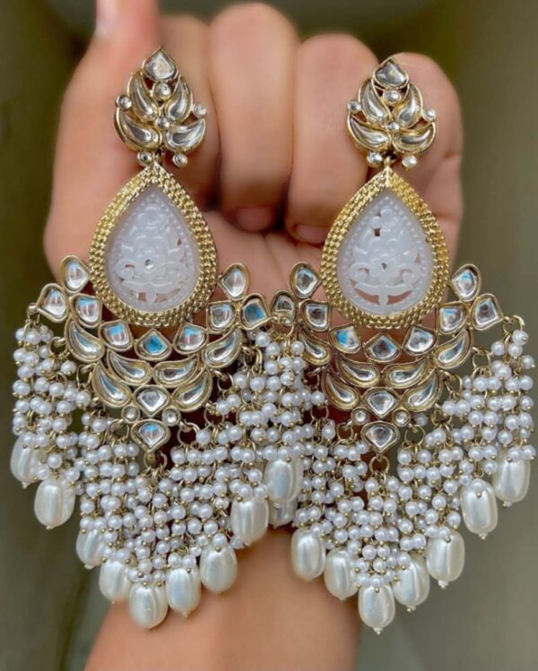 Mehndi Polish Kundan Long Earrings…. New Arrivals ✨💛