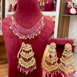 Jadau Triple Layer Neckline With Earrings And Tikka