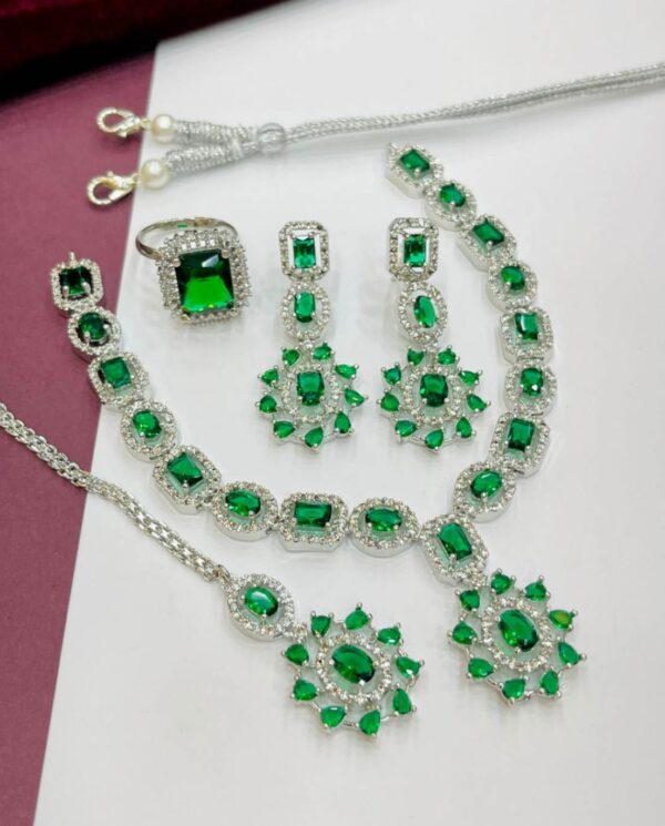 American Diamond 💎 Necklace With Tops And Adjustable ring Combo…