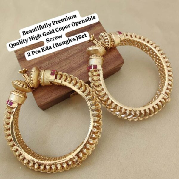High Gold Coper Openable Screw 2 Pcs Bangles Kada