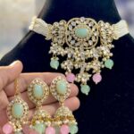 Kundan Choker With Jhumki And Tika