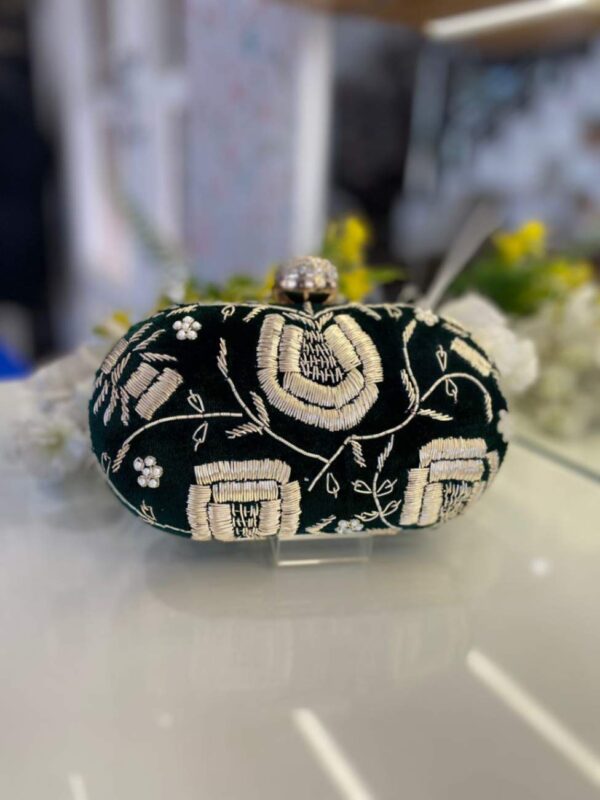 Bridal clutch Embroidered Round/Oval Box Clutch for Women's / Girls