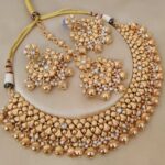 Antique Gold Plated Necklace With Earings Tika