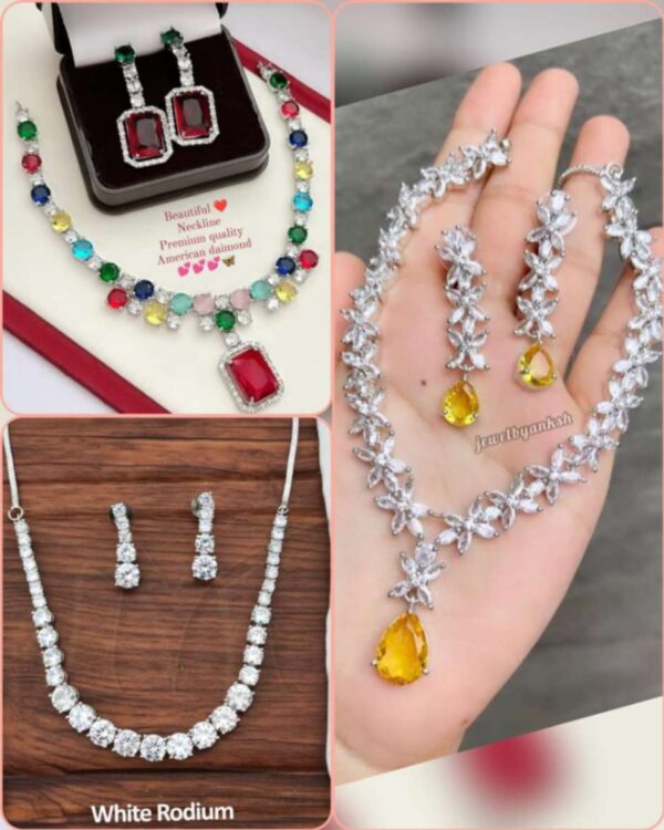 Neckline American diamond combo