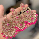 Pakistani Work Reverse Ad Stone peacock 🦚 Earrings And Tika