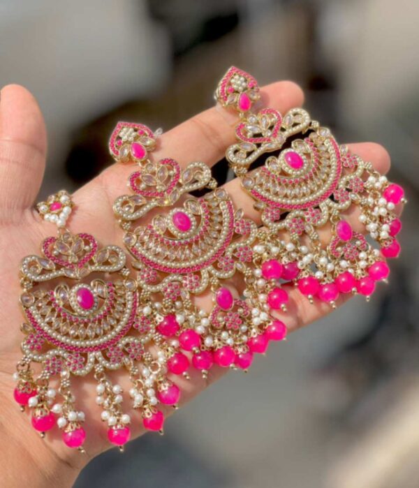 Pakistani Work Reverse Ad Stone peacock 🦚 Earrings And Tika