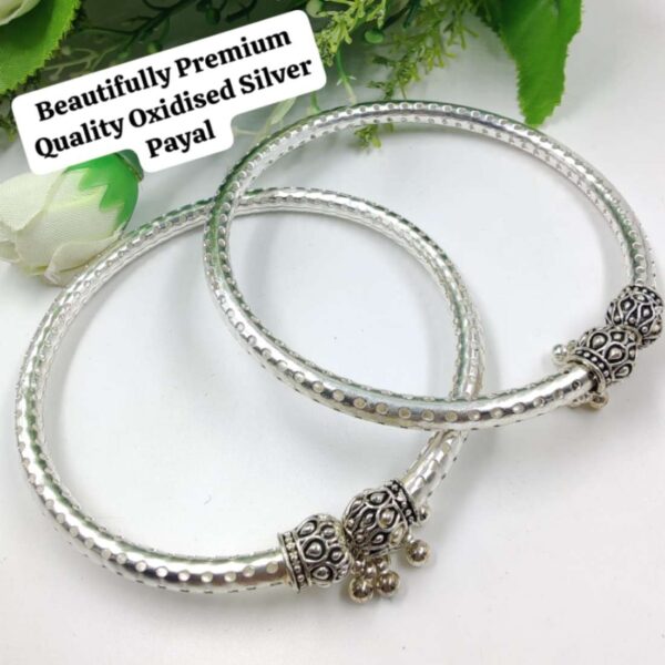 Oxidized Silver Payal