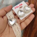 Kundan Pearl Choker Necklace With Big Size Stud Earings
