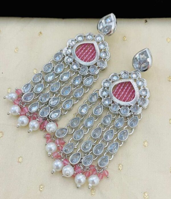 Rhodium Polish Reverse Ad Hanging Earrings